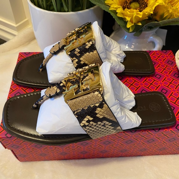 Tory Burch Georgia Snake Print Sandal - Picture 6 of 9